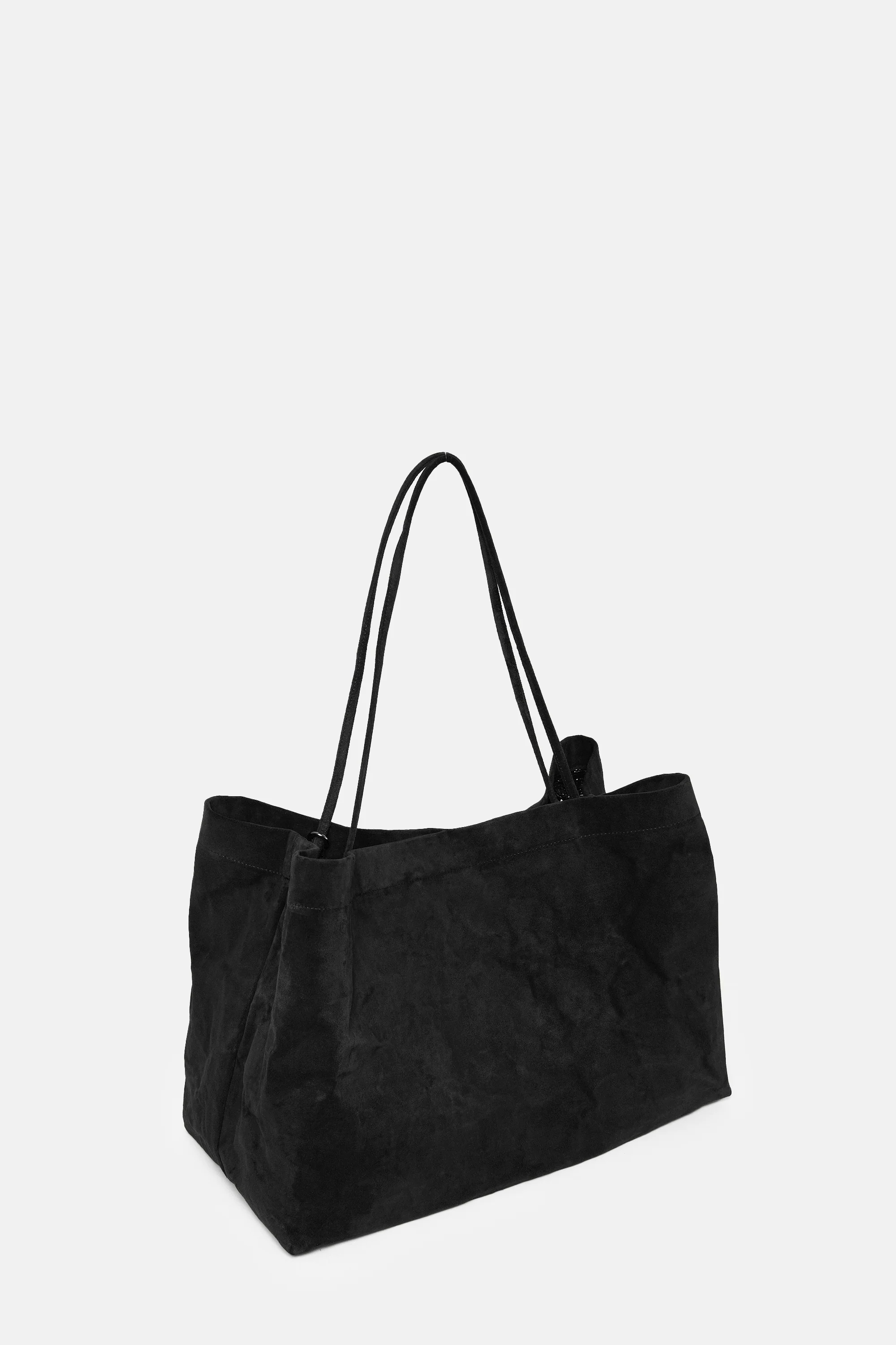 Black Suede Leather Maxi Basket - Image 3