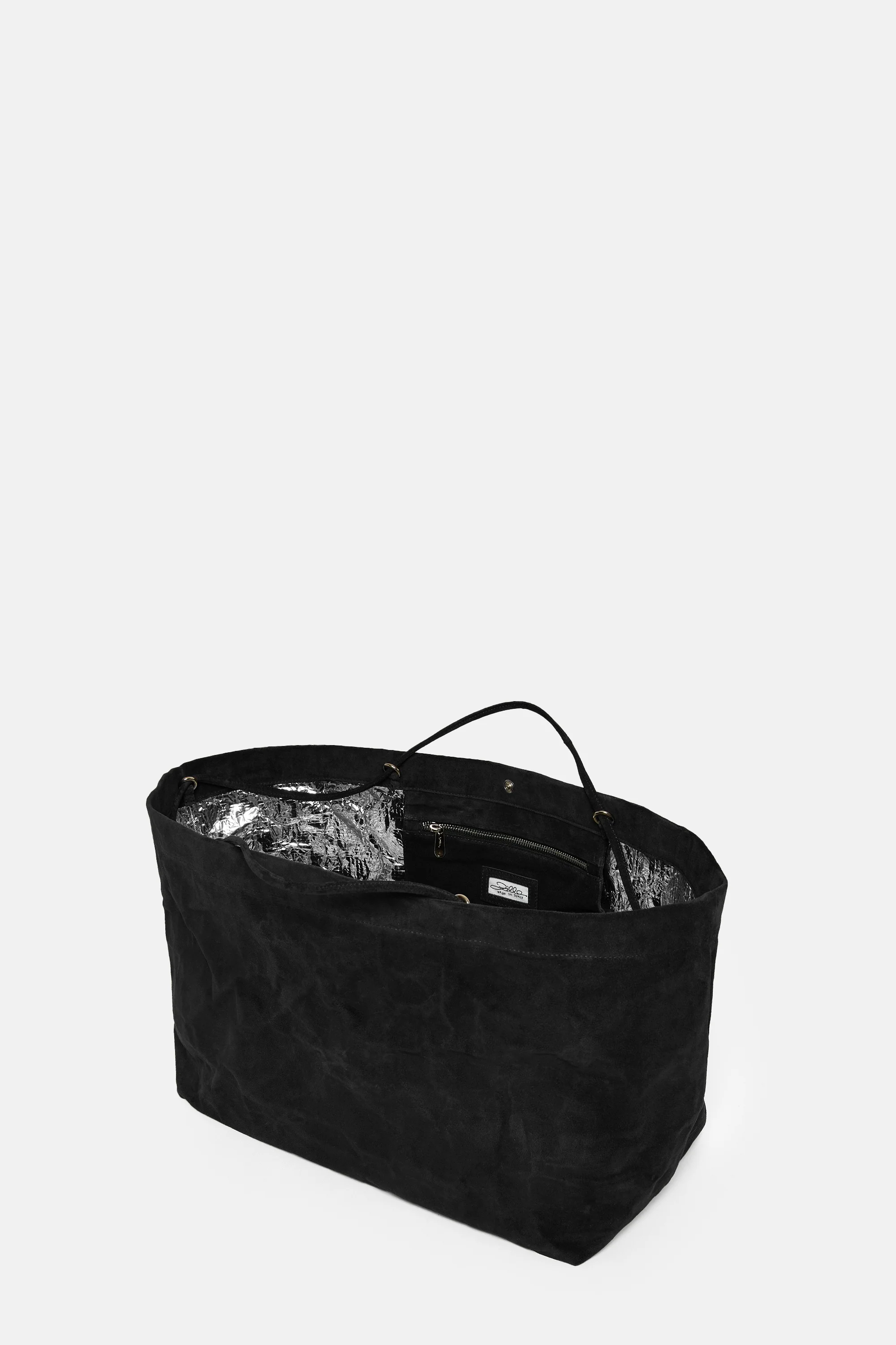Black Suede Leather Maxi Basket - Image 4