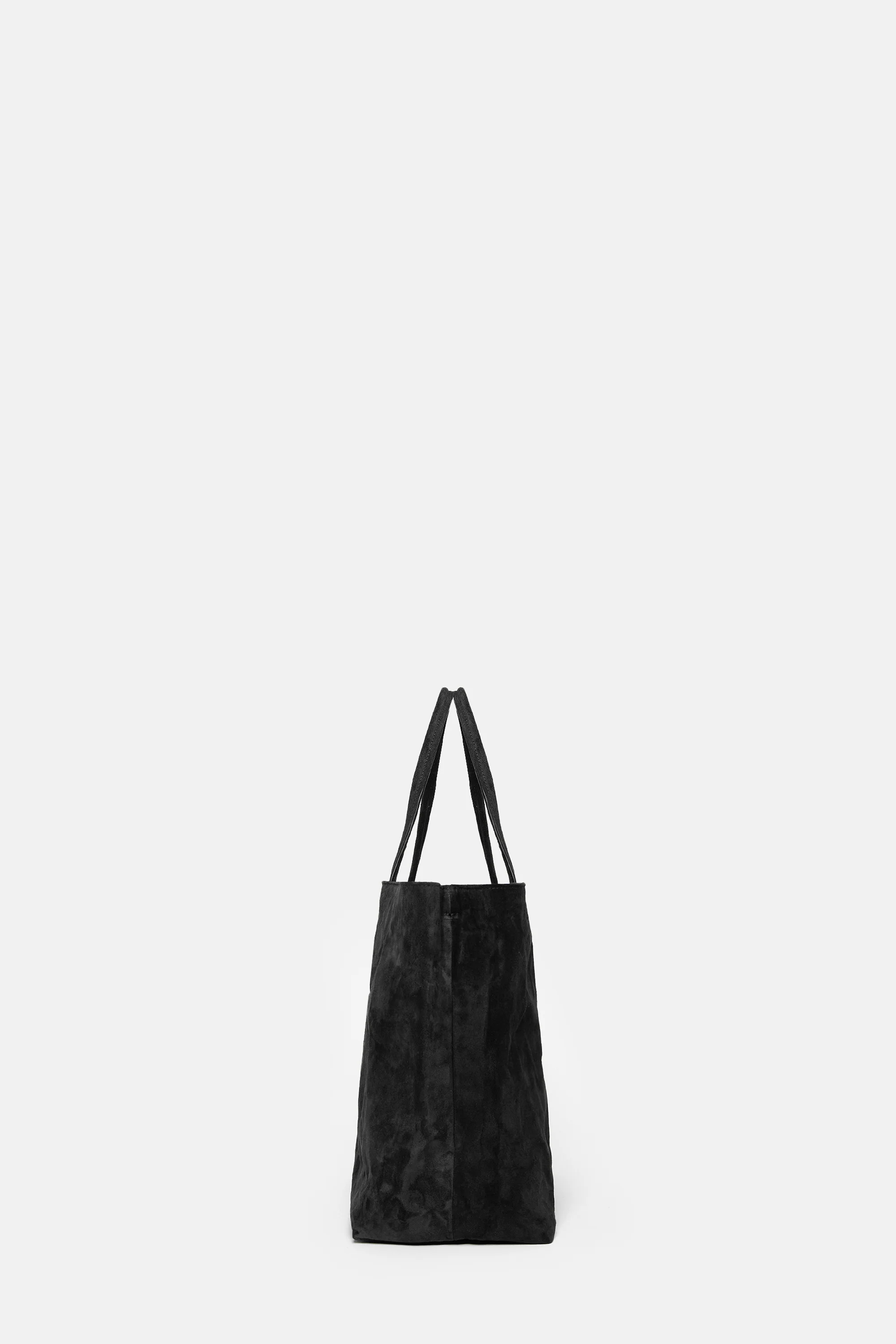 Black Suede Leather Medium City Shopper - Image 2