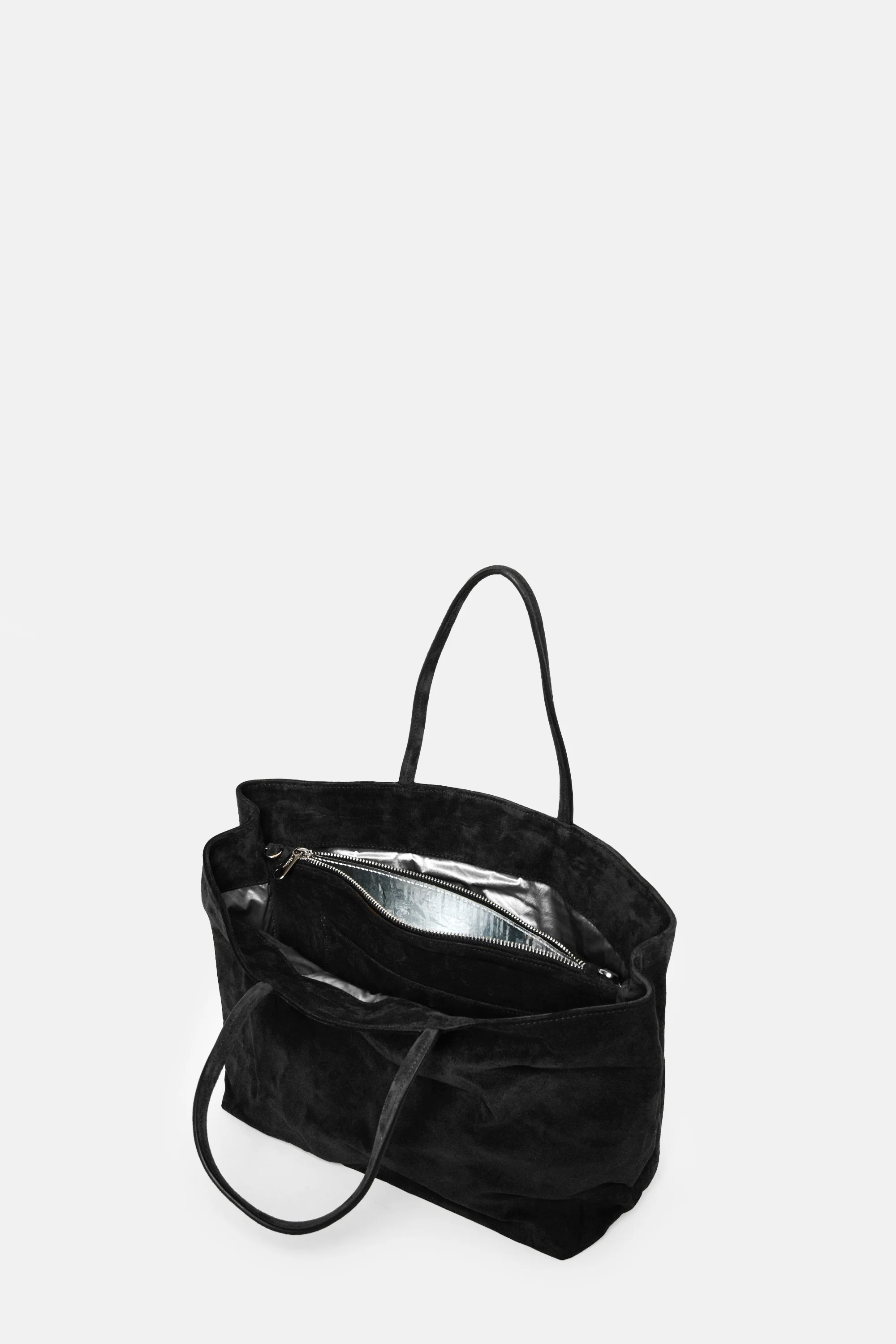 Black Suede Leather Medium City Shopper - Image 4