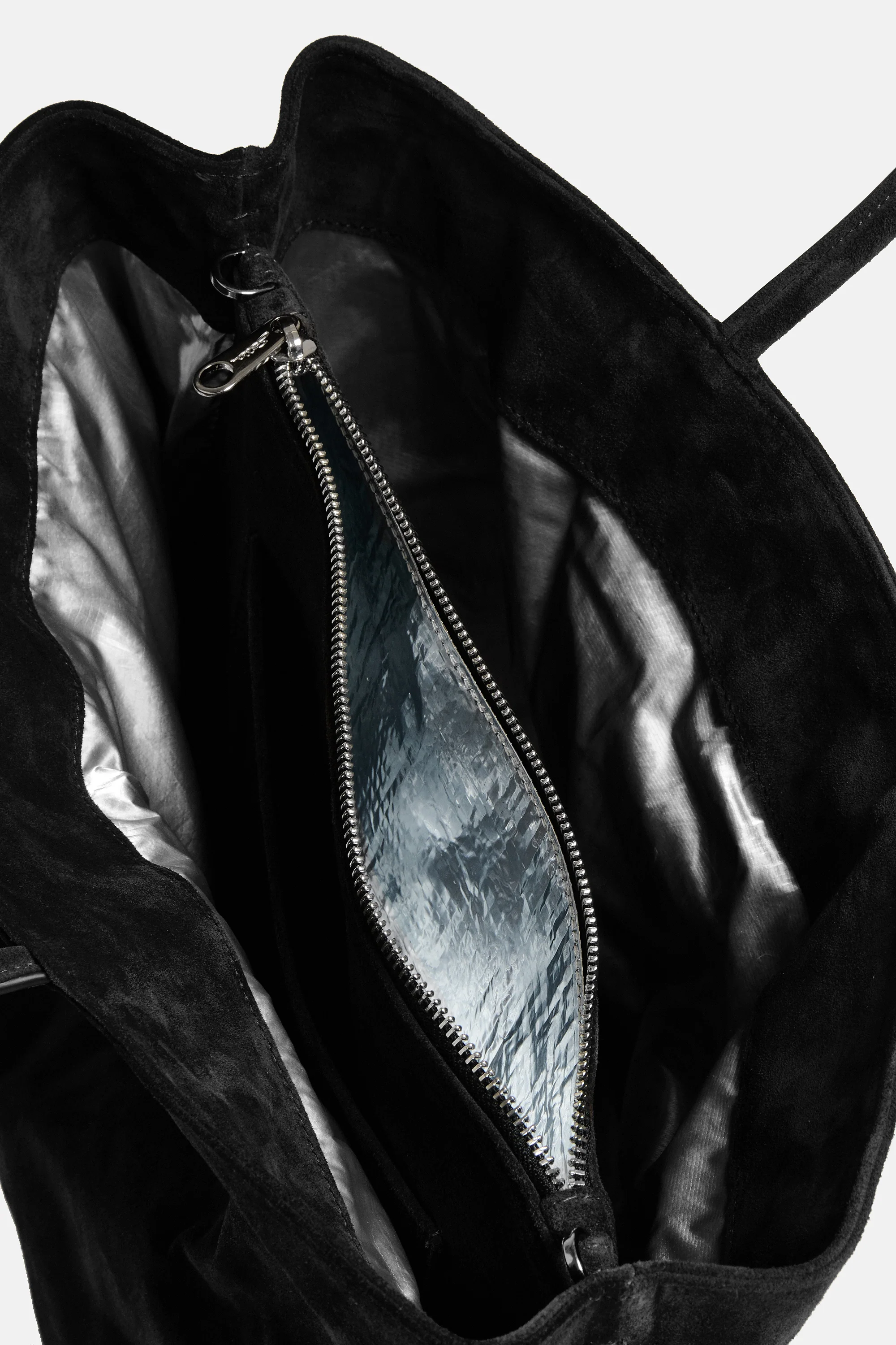 Black Suede Leather Medium City Shopper - Image 5