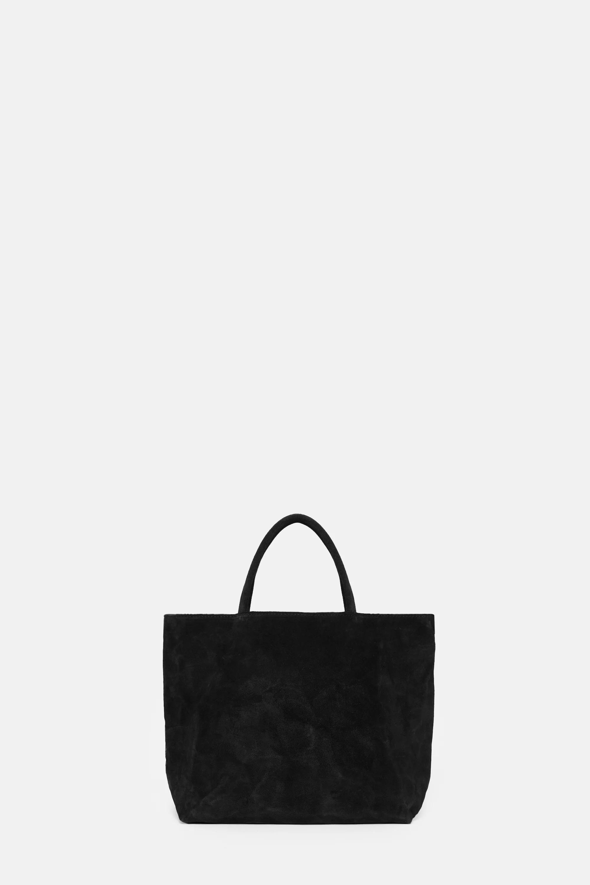 Black Suede Leather Mini City Shopper