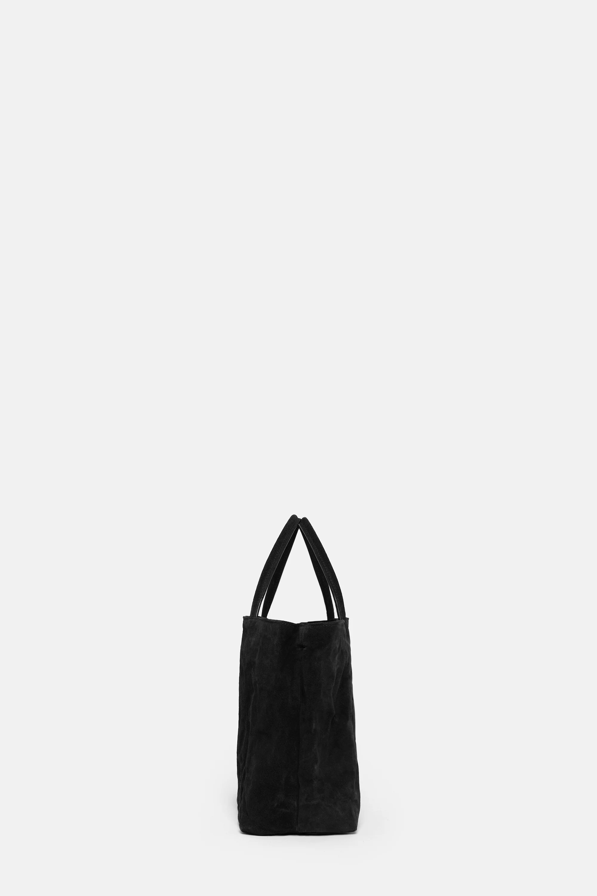 Black Suede Leather Mini City Shopper - Image 2