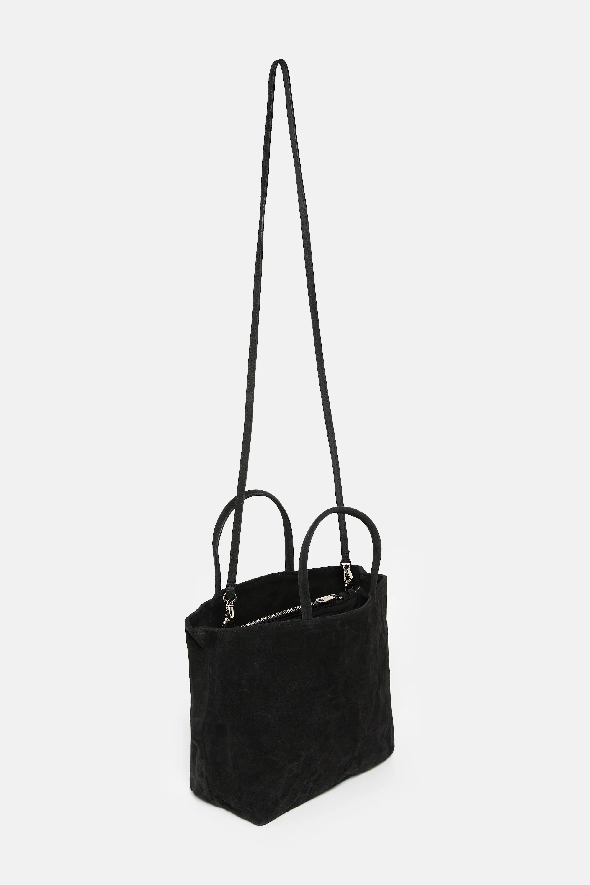 Black Suede Leather Mini City Shopper - Image 3