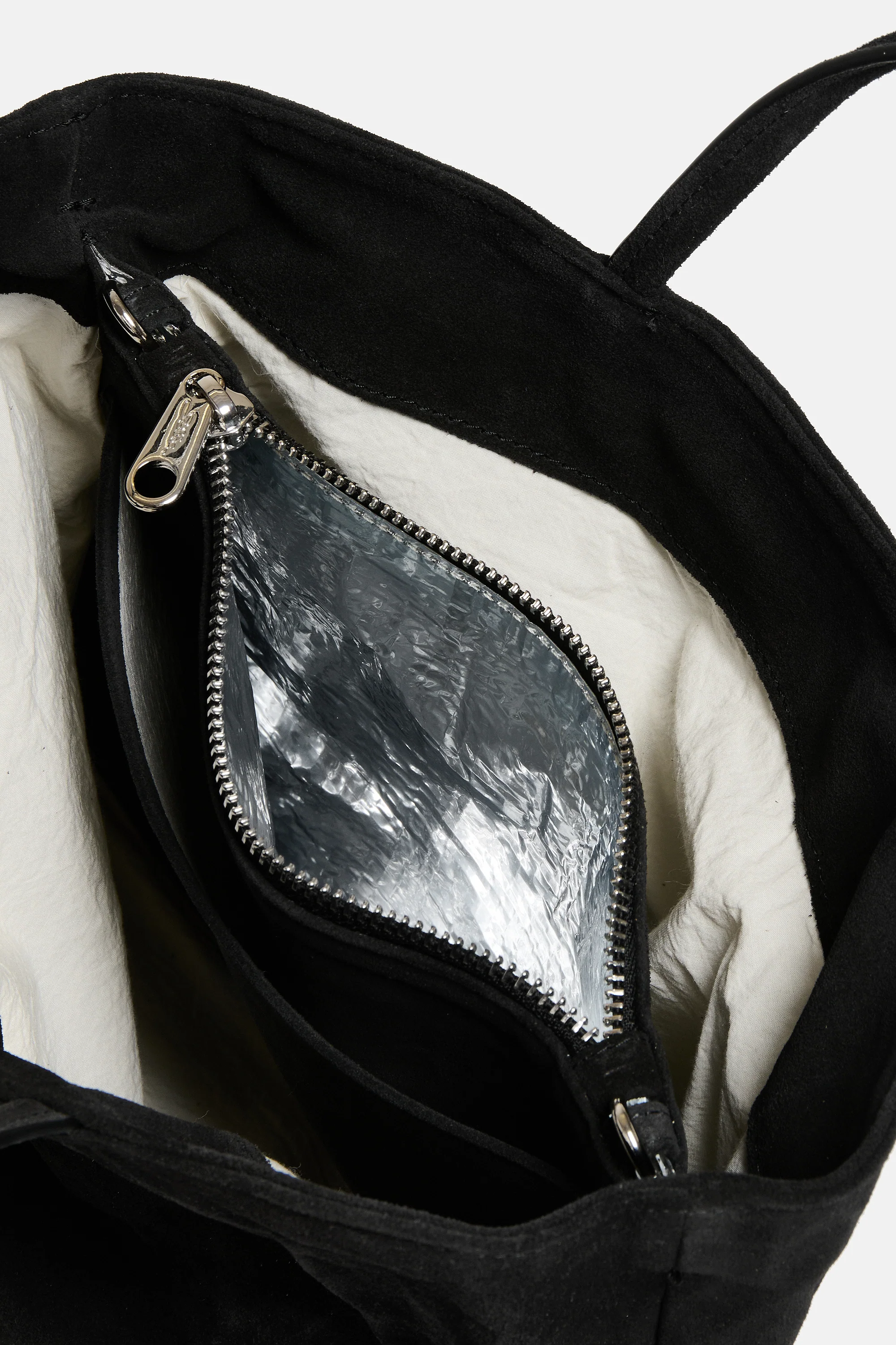 Black Suede Leather Mini City Shopper - Image 5