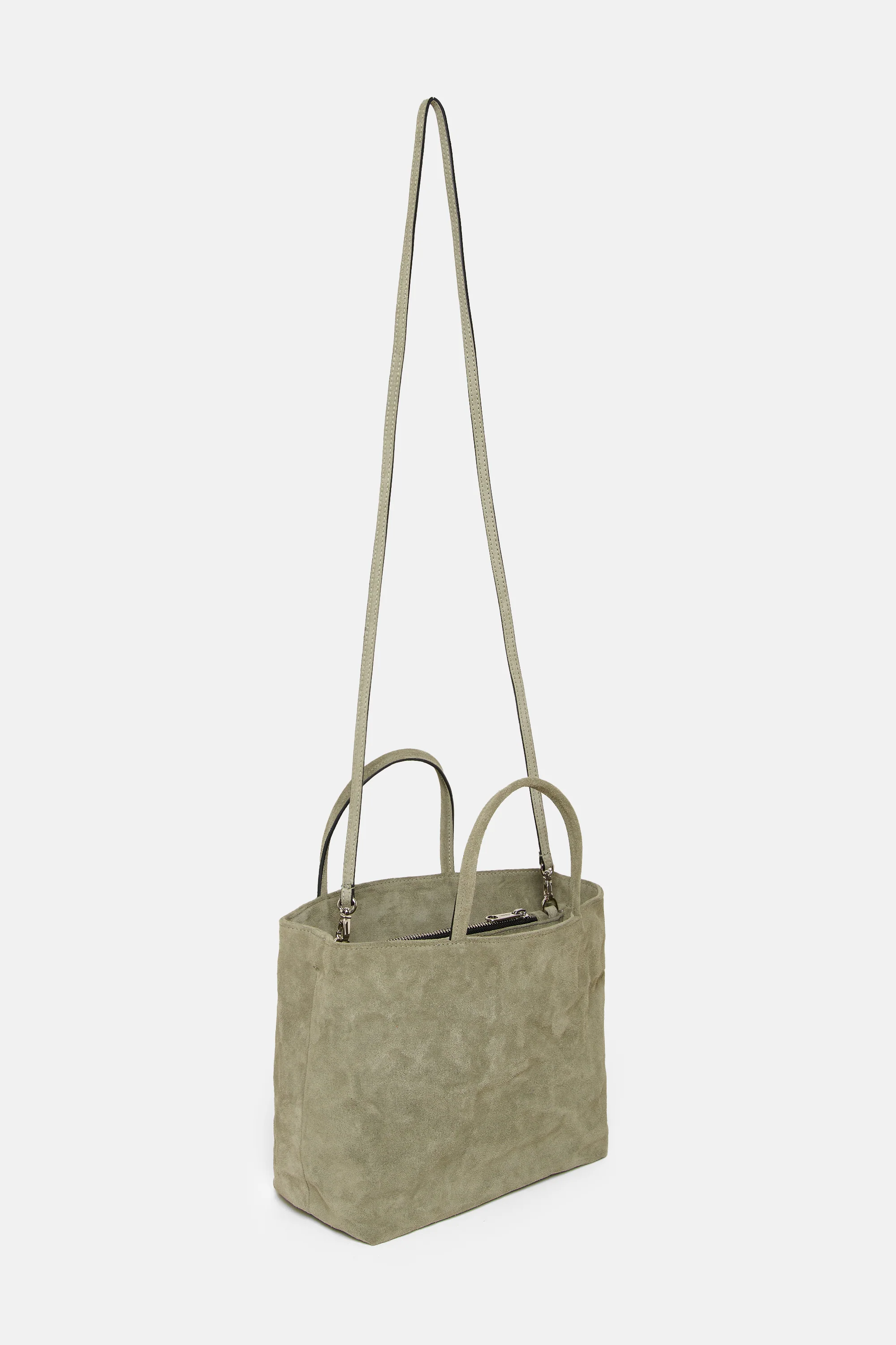 Moss Suede Leather Mini City Shopper - Image 3