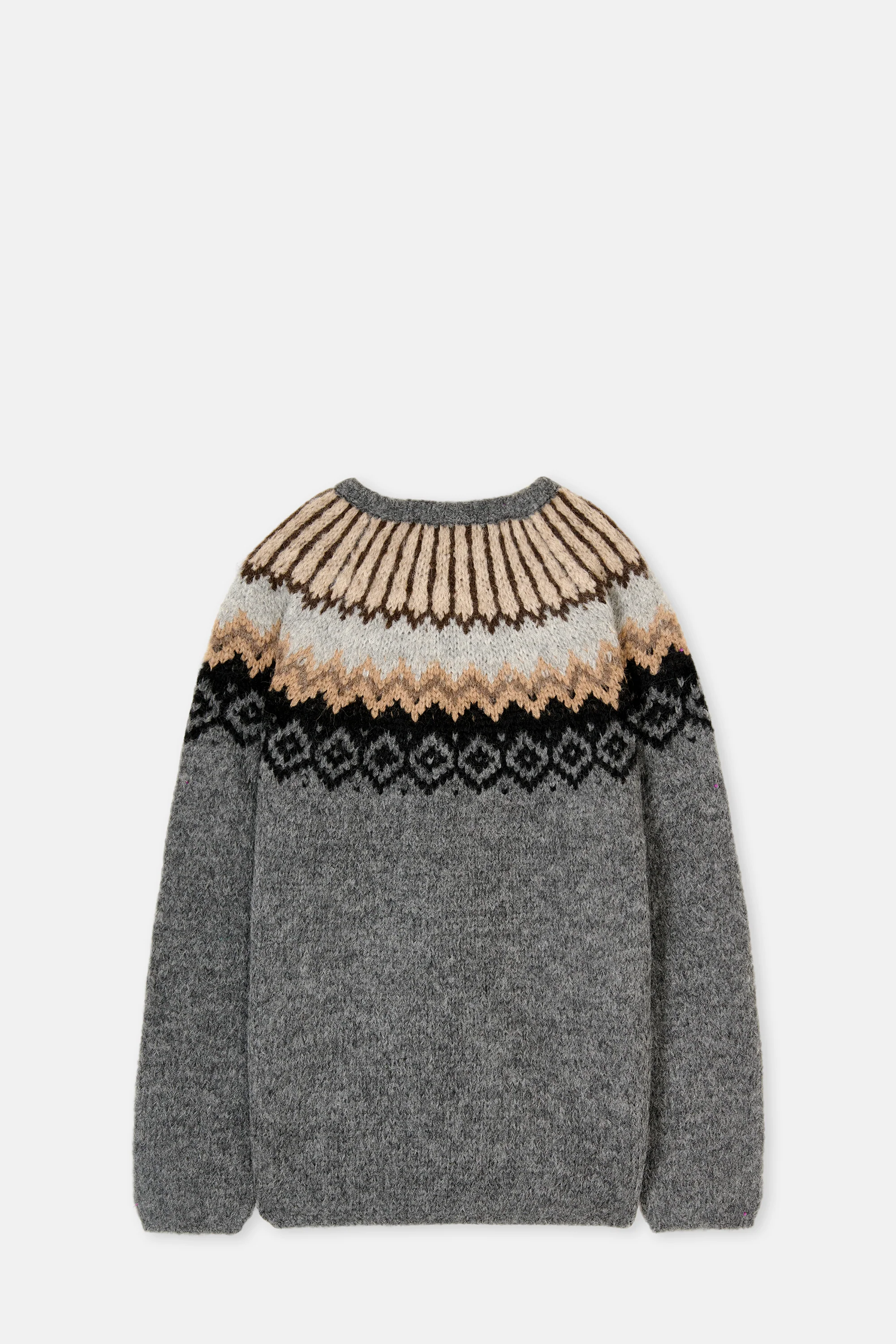 Dark Grey Sweater Round Neck Fairisle Lady’S - Image 2