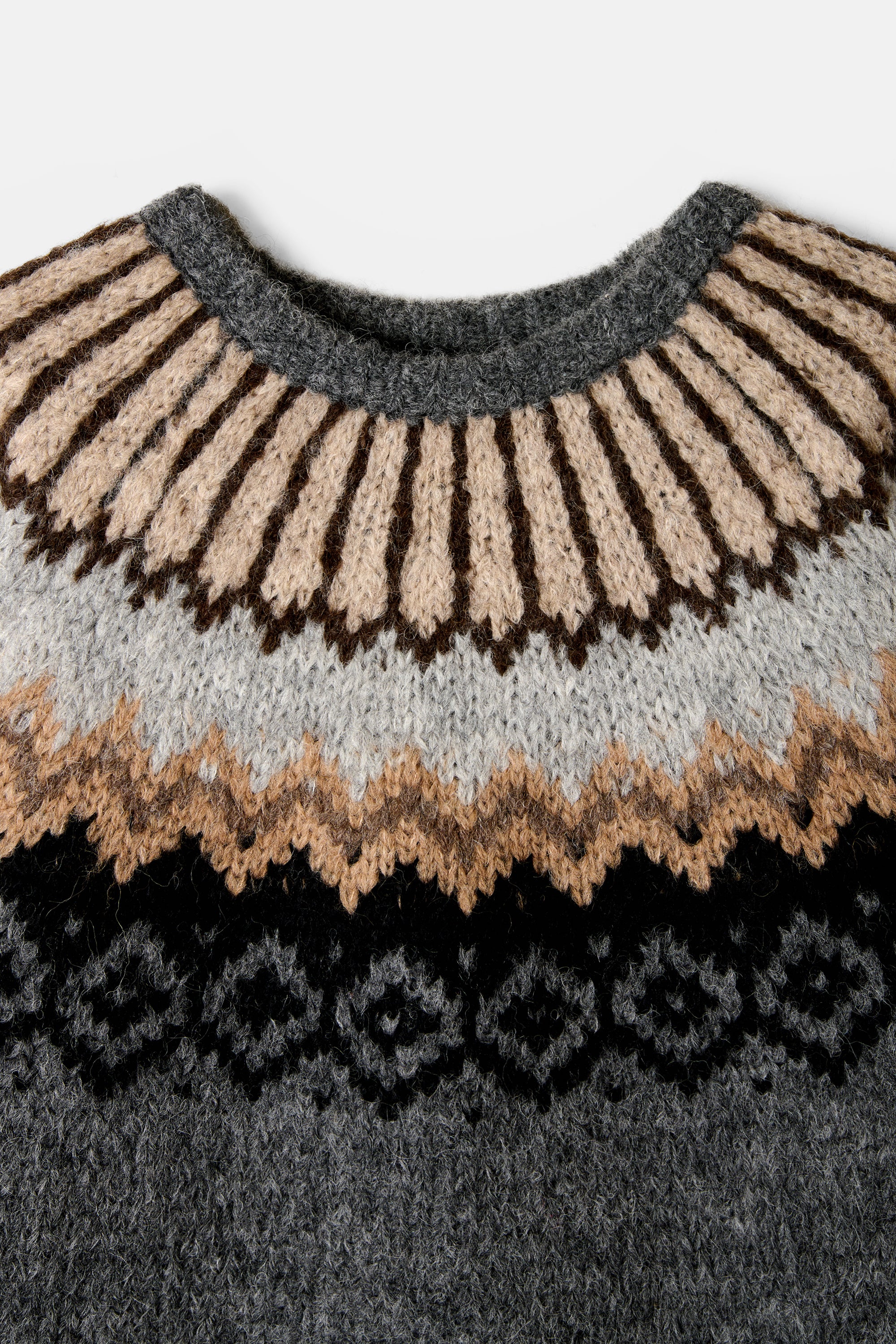 Dark Grey Sweater Round Neck Fairisle Lady’S - Image 3