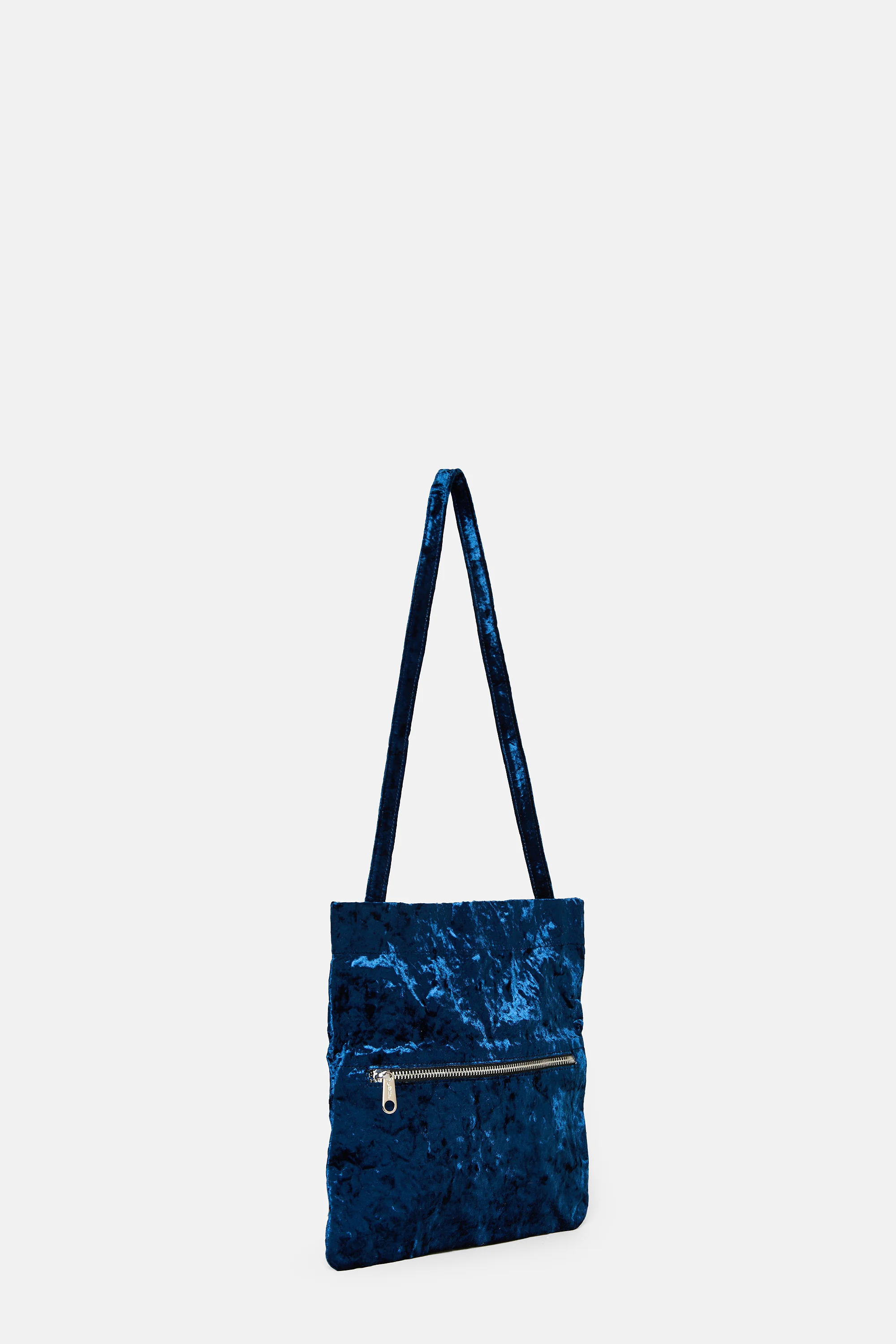 Dark Blue Velvet Flap Bag - Image 3