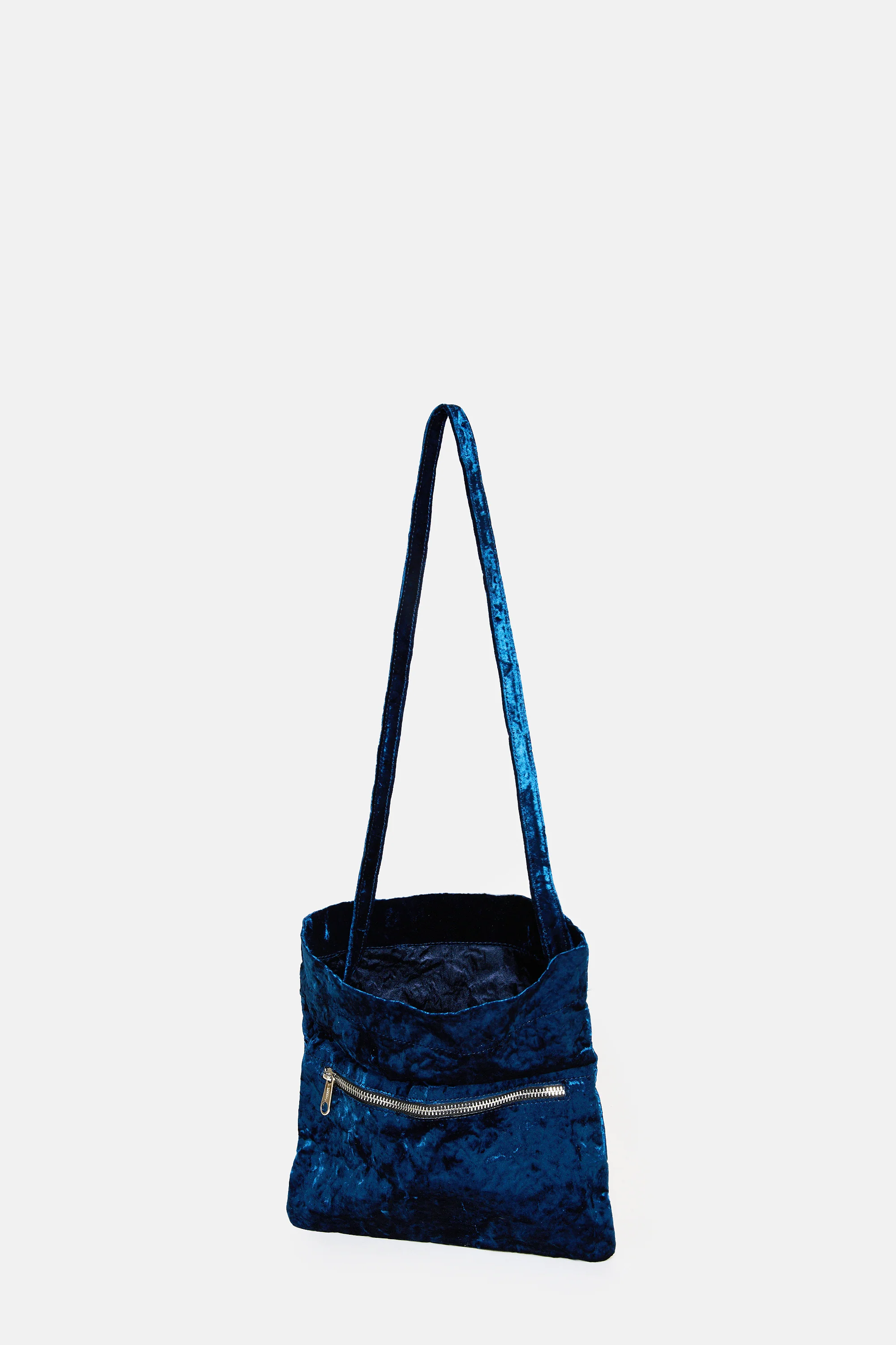 Dark Blue Velvet Flap Bag - Image 4