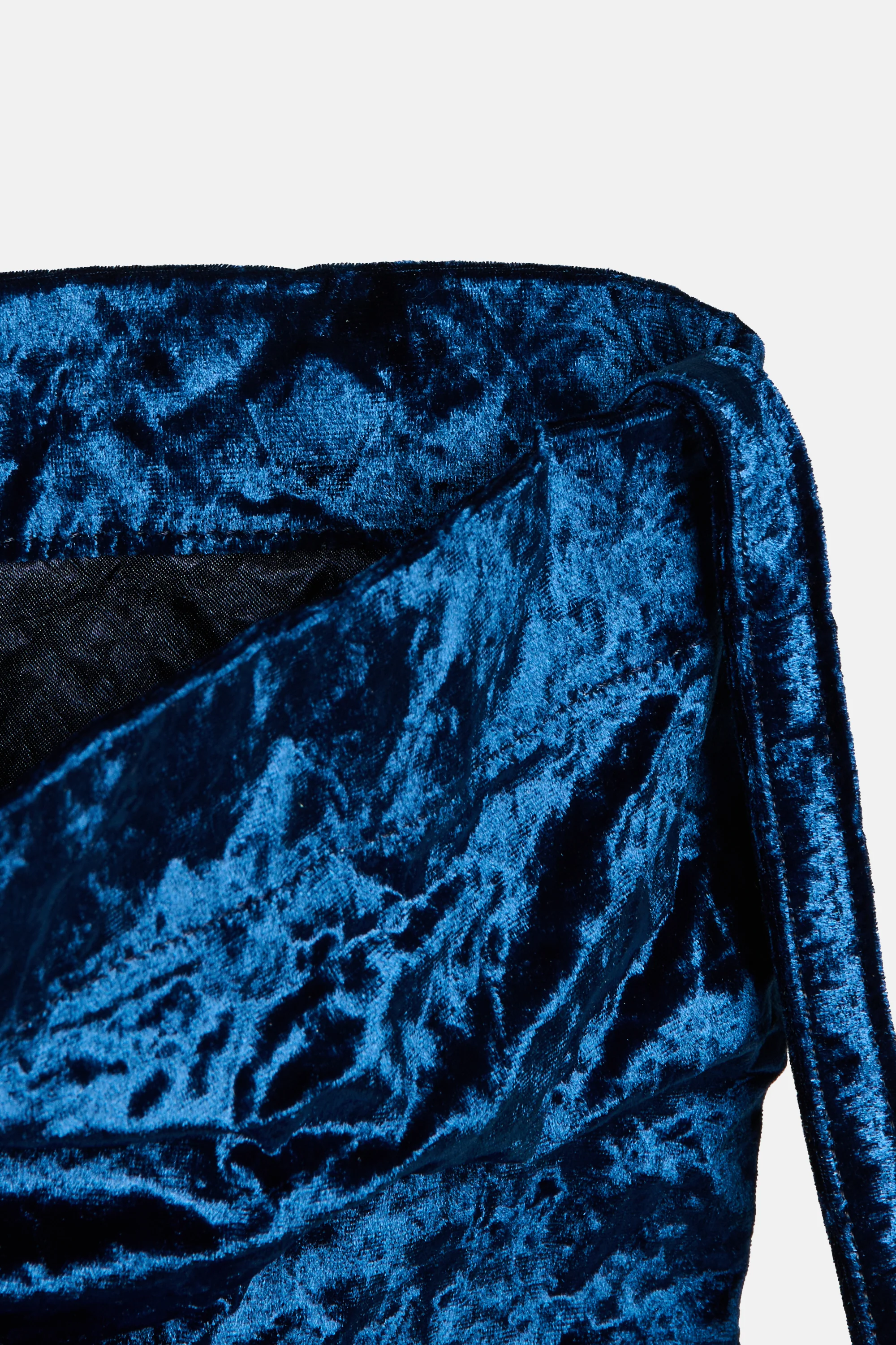Dark Blue Velvet Flap Bag - Image 5