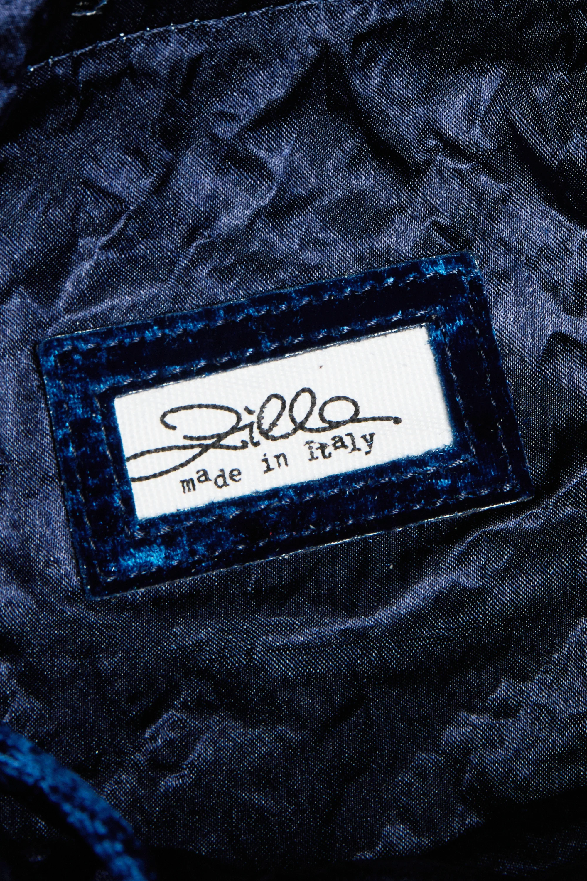 Dark Blue Velvet Flap Bag - Image 6