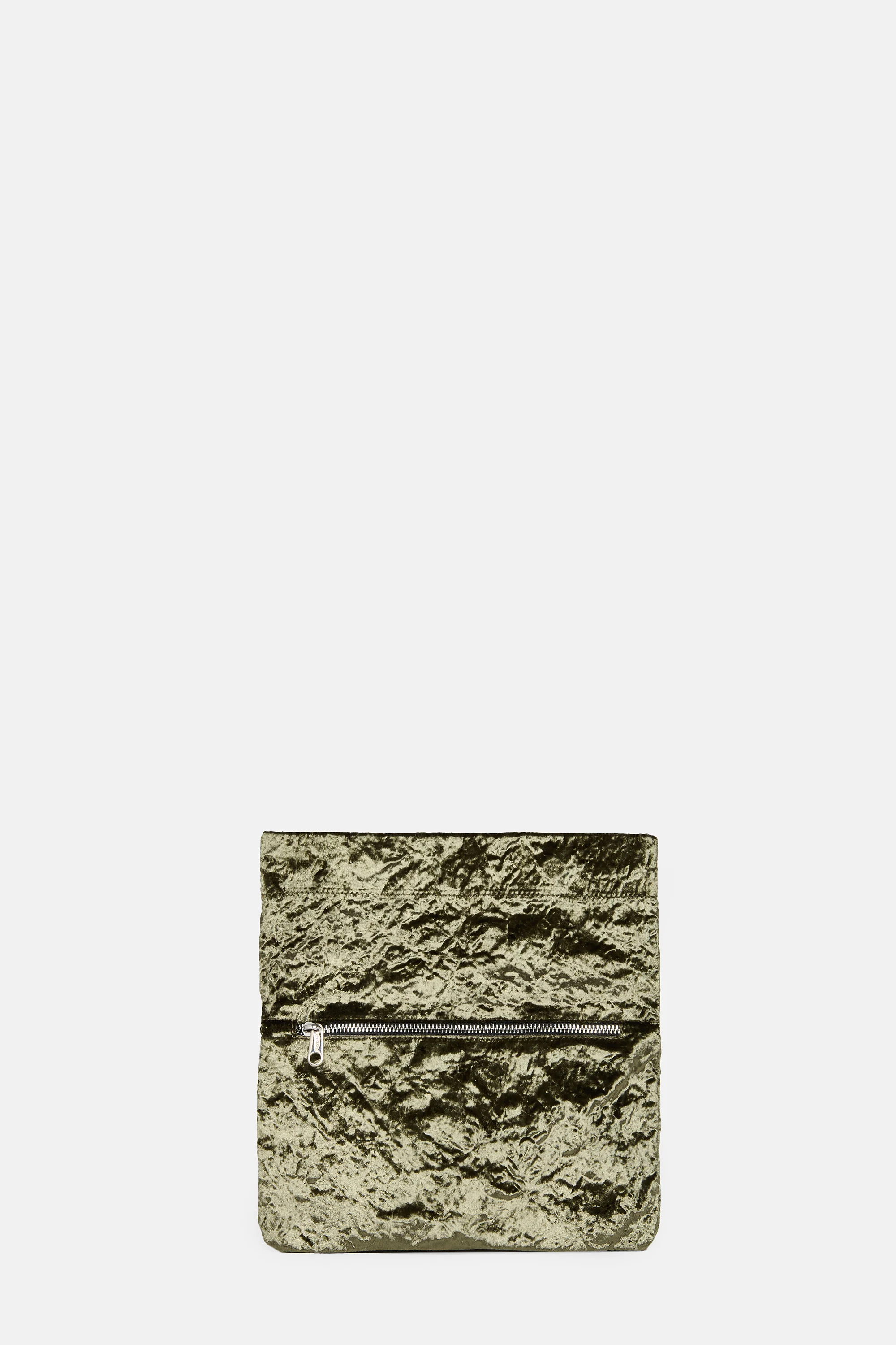 Khaki Velvet Flap Bag - Image 2