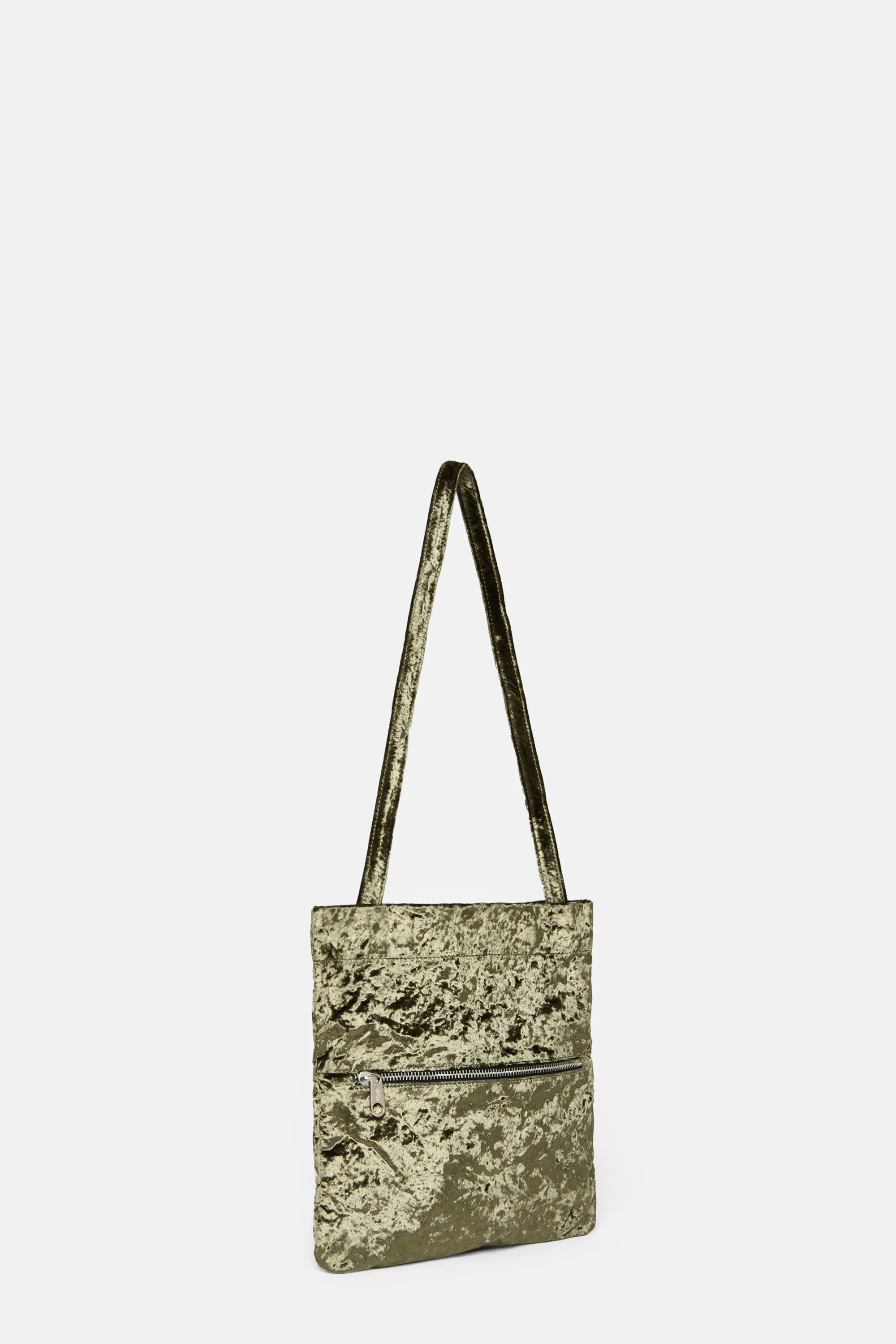 Khaki Velvet Flap Bag - Image 3