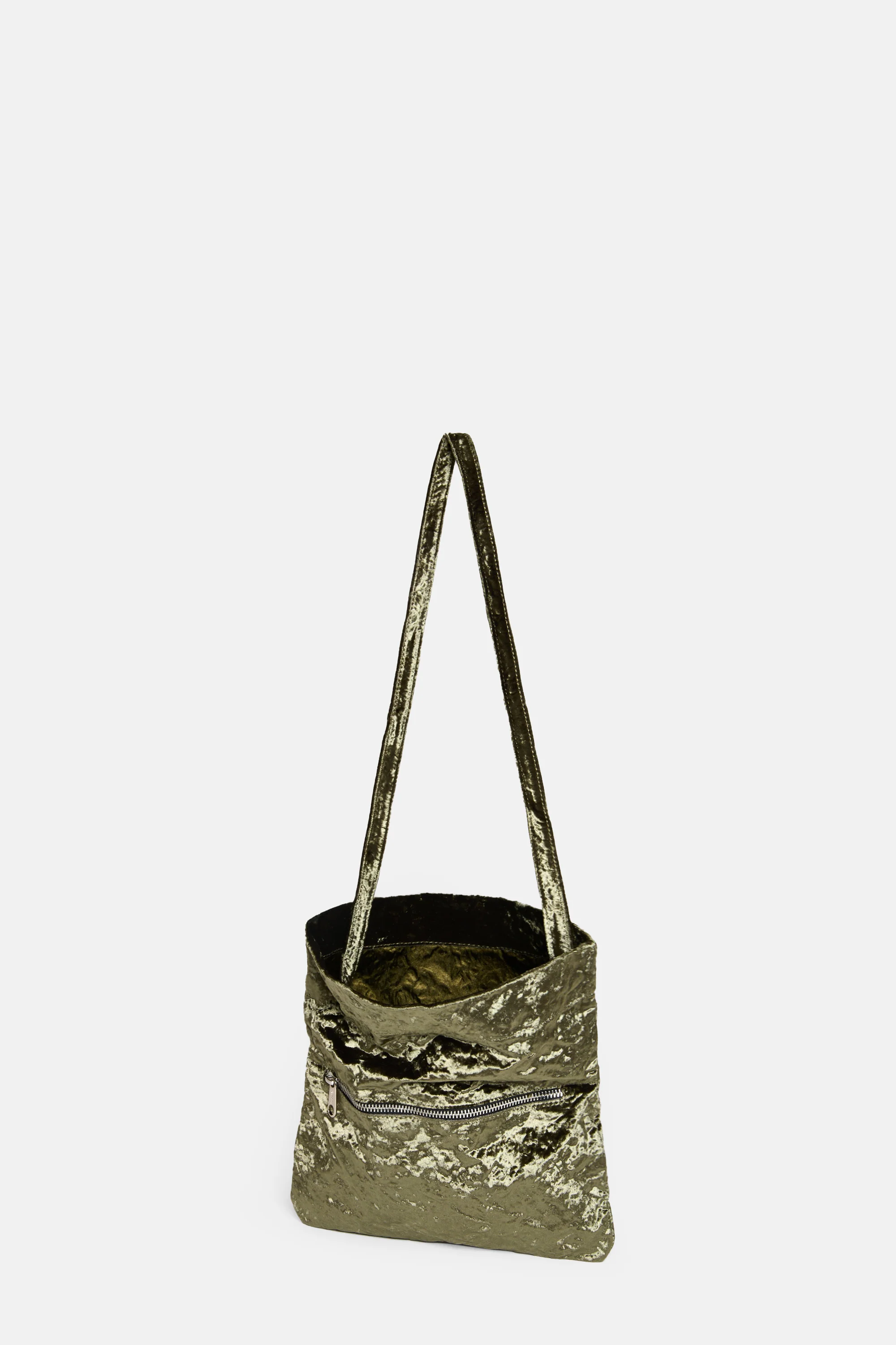 Khaki Velvet Flap Bag - Image 4