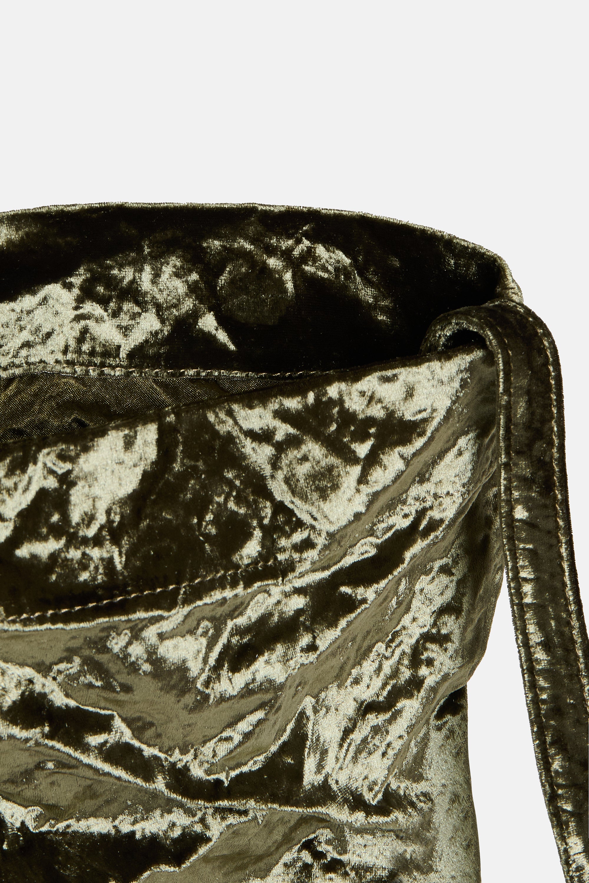 Khaki Velvet Flap Bag - Image 5