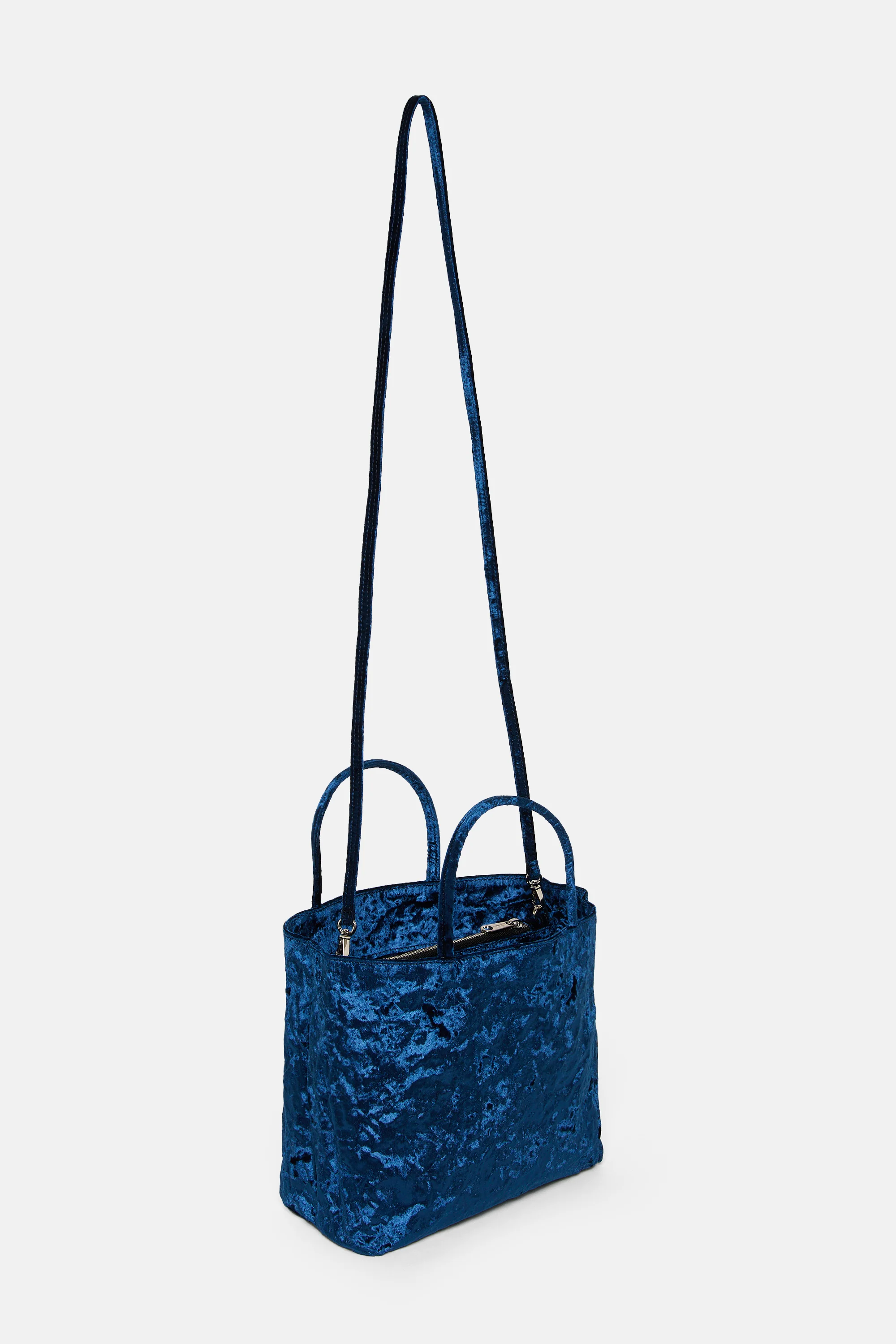 Dark Blue Velvet Mini City Shopper - Image 3
