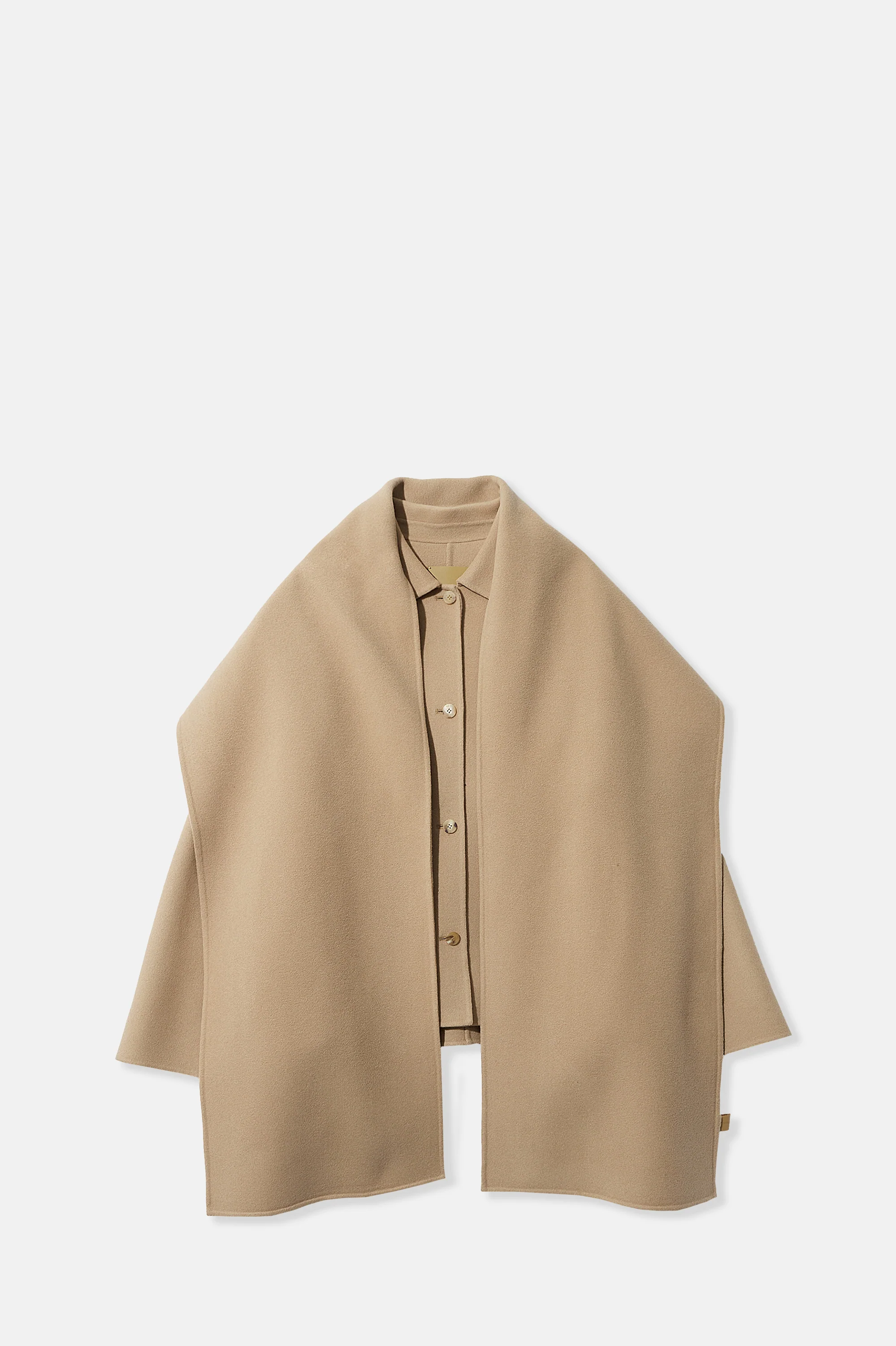 Camel Virgin Wool Coat With Muffler