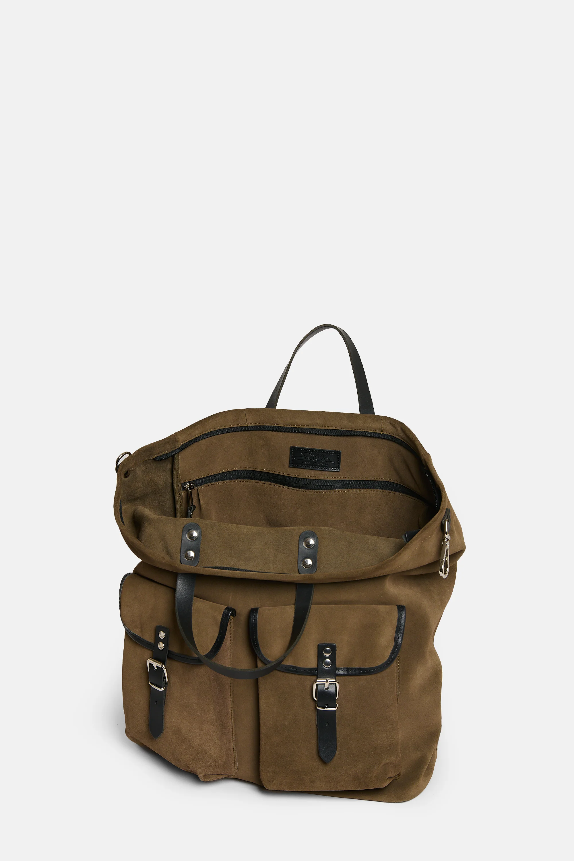 Hunting Green Suede leather classic rucksack - Image 4